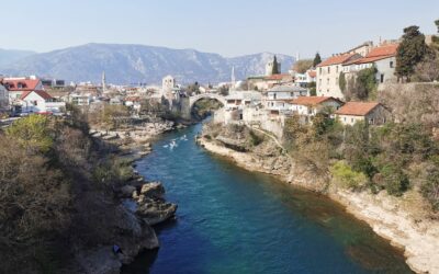 Neretva river in the center of Mostar