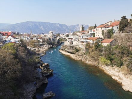 Neretva river in the center of Mostar
