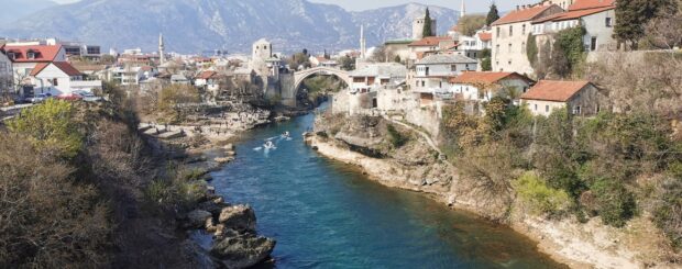 Neretva river in the center of Mostar